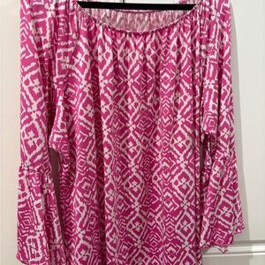 Pink and White Patterned Blouse